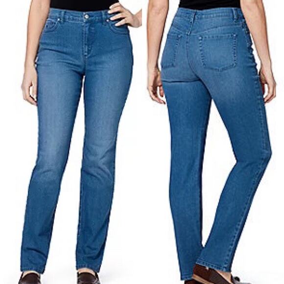 Gloria Vanderbilt 8 Amanda Medium Wash Straight Leg Mid / High Rise Denim Jeans - Picture 1 of 8